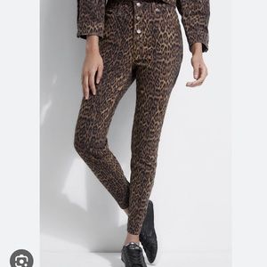 Guess Leopard Print Button Fly Jeans